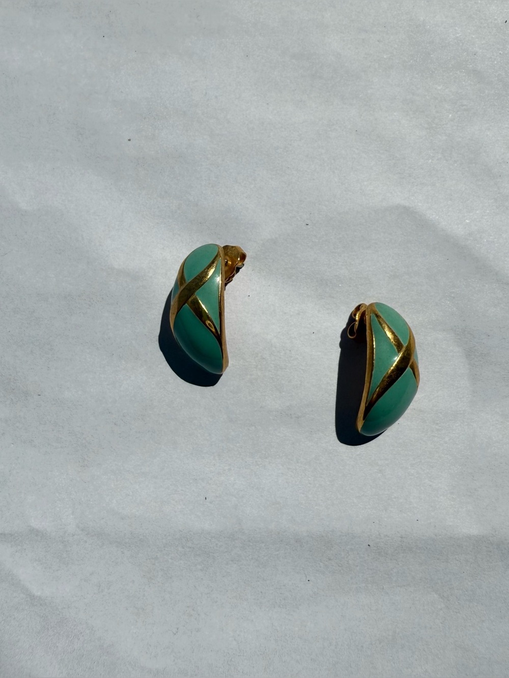 Avon Mint and Gold Earrings